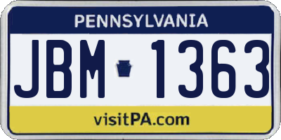 PA license plate JBM1363
