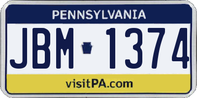 PA license plate JBM1374