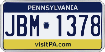 PA license plate JBM1378