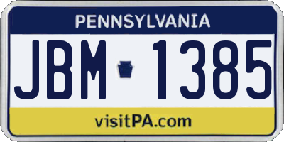 PA license plate JBM1385