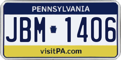 PA license plate JBM1406
