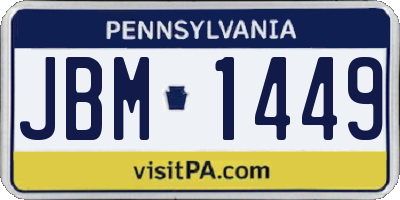 PA license plate JBM1449