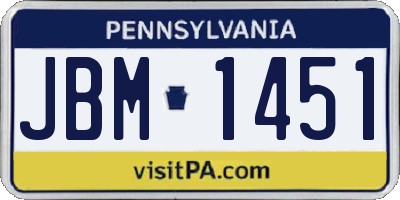 PA license plate JBM1451