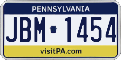 PA license plate JBM1454