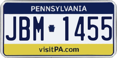 PA license plate JBM1455