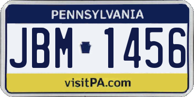 PA license plate JBM1456