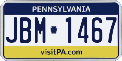 PA license plate JBM1467