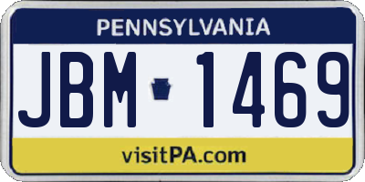 PA license plate JBM1469
