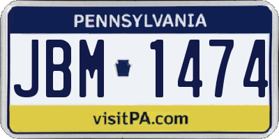 PA license plate JBM1474