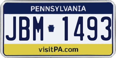 PA license plate JBM1493