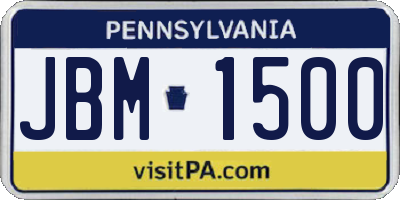 PA license plate JBM1500