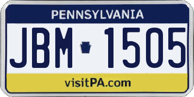 PA license plate JBM1505