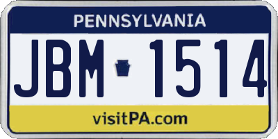 PA license plate JBM1514