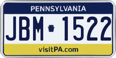 PA license plate JBM1522