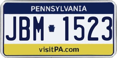 PA license plate JBM1523