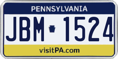 PA license plate JBM1524