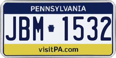 PA license plate JBM1532