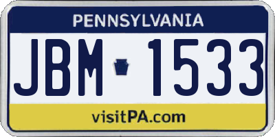 PA license plate JBM1533