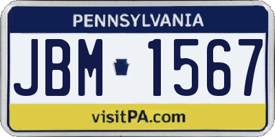 PA license plate JBM1567