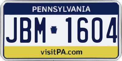 PA license plate JBM1604