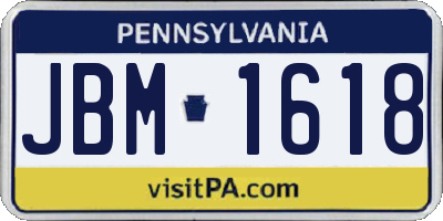 PA license plate JBM1618