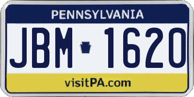 PA license plate JBM1620
