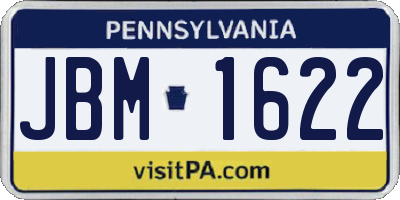 PA license plate JBM1622