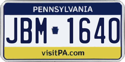 PA license plate JBM1640