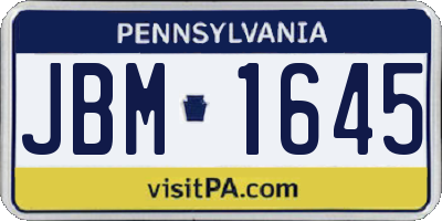 PA license plate JBM1645