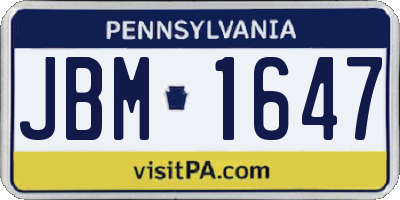PA license plate JBM1647