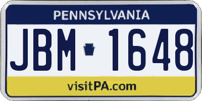 PA license plate JBM1648