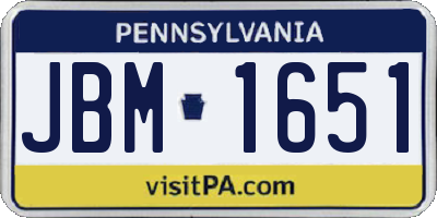 PA license plate JBM1651