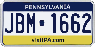 PA license plate JBM1662