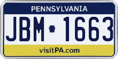 PA license plate JBM1663