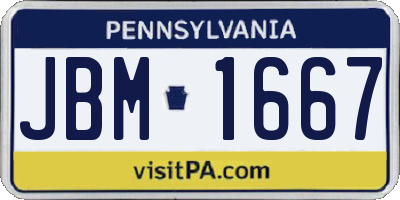 PA license plate JBM1667