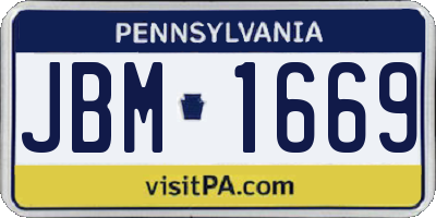 PA license plate JBM1669