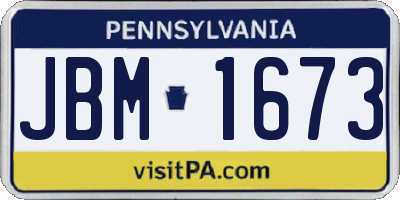 PA license plate JBM1673
