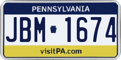 PA license plate JBM1674