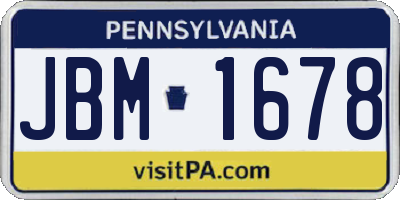 PA license plate JBM1678