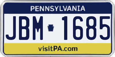 PA license plate JBM1685