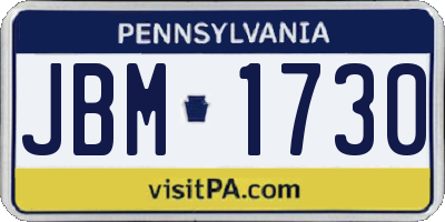 PA license plate JBM1730