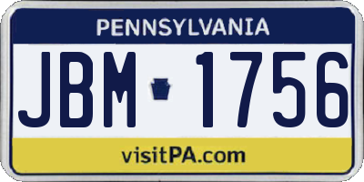 PA license plate JBM1756
