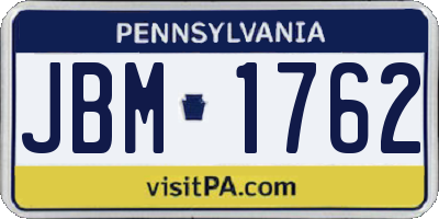 PA license plate JBM1762