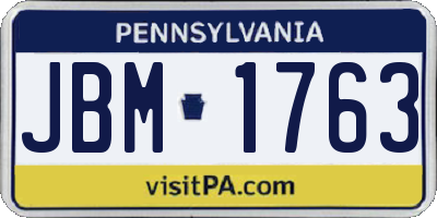 PA license plate JBM1763