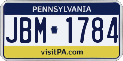PA license plate JBM1784