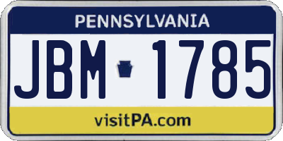 PA license plate JBM1785