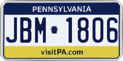 PA license plate JBM1806