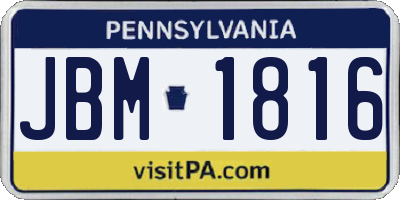 PA license plate JBM1816