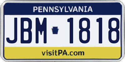 PA license plate JBM1818