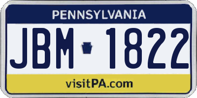 PA license plate JBM1822